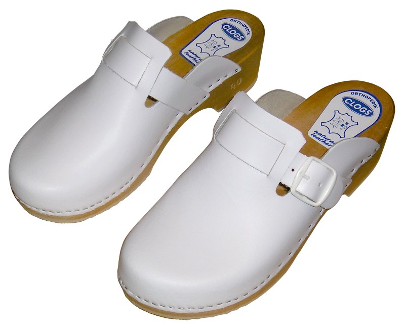 Drewniaki / Chodaki z paskiem - sk�ra